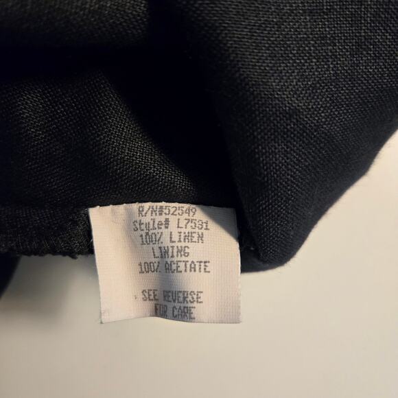 Laundry by Shelli Segal Vintage Linen Dress Size 10 Black Preppy Old Money Chic - Picture 9 of 10